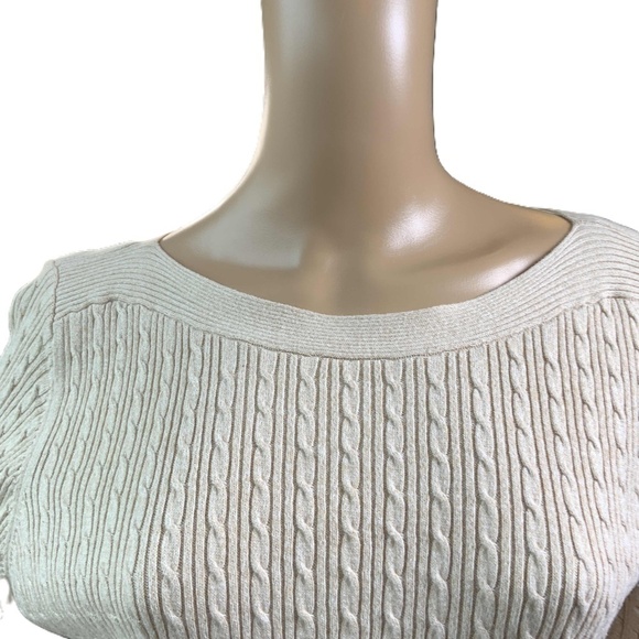 Karen Scott Beige Long Sleeve Cable Knit Sweater Sz XL Beige Aesthetic Normcore - Picture 4 of 13